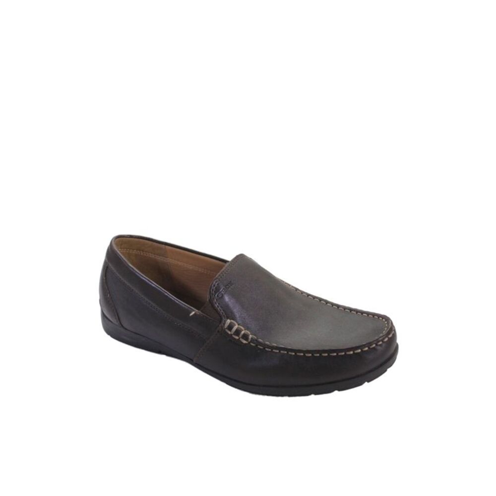 Geox Mens Slip On Round Toe Leather Logo Loafers Brown Size 43.5